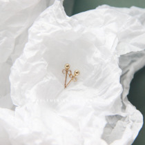 MAOLI imported 14K gold gold Bean golden beads earrings earrings temperament Joker hypoallergenic women