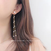 MAOLI handmade custom Japanese starry ear wire 14K gold-wrapped natural freshwater pearl ear wire earrings