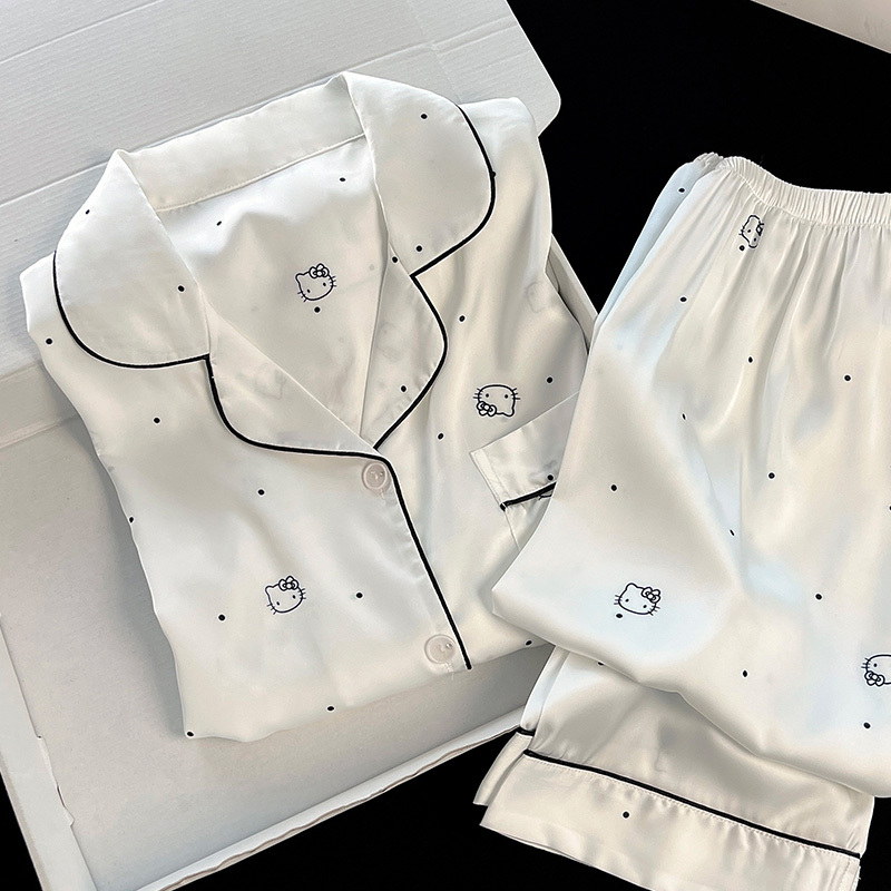 2026 New Ice Silk Pajamas for Women, Spring and Autumn Long-Sleeved, High-End, Can Be Worn Outside in Summer, Home Wear Short-Sleeved Three-Piece Set 2026 New Ice Silk Pajamas for Women, Spring and Autumn Long-Sleeved, High-End, Can Be Worn Outside in Summer, Home Wear Short-Sleeved Three-Piece Set