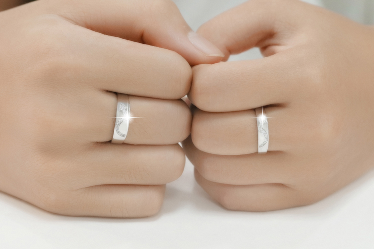 Cặp đôi bạc sterling nhẫn một đôi chữ S925 nhẫn trang sức nam nữ sống miệng mở nhẫn mô phỏng nhẫn cưới kim cương nhẫn bạc pnj