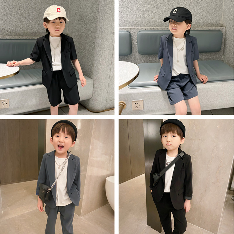 Boy suits suit Spring foreign pie handsome Inlan flower gowns Casual Little Chair Walk Show Children's Korean Version Suit