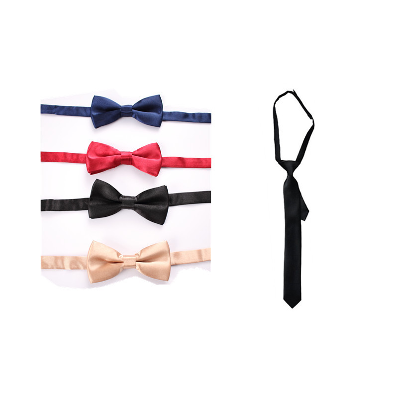 Boys ChaoBao Korean Accessories Kids Tie Small Tie Solid Color Convenience Velcro Style Tie