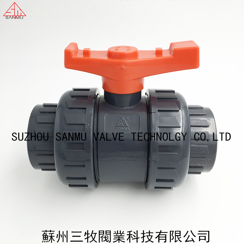YONGFA YONGFA brand UPVC double ball valve PVC Live Ball Valve Industrial UPVC ball valve acid and alkali resistance
