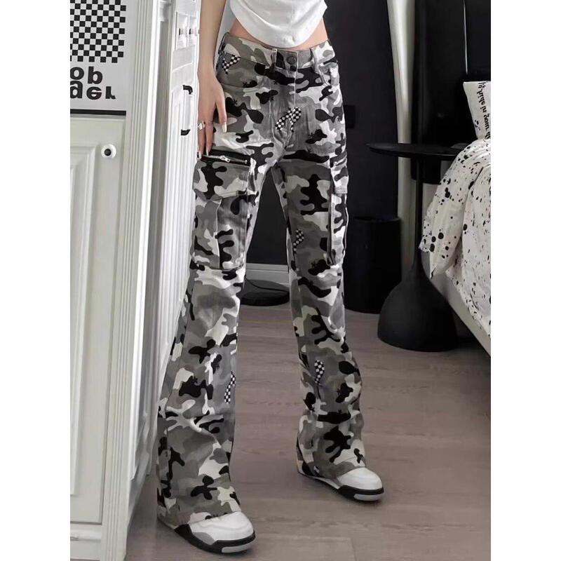 American High Street Vibe White Camouflage Flared Workwear Camouflage Pants Men's Trendy Brand Cleanfit Height-Enhancing Straight-Leg Casual Pants American High Street Vibe White Camouflage Flared Workwear Camouflage Pants Men's Trendy Brand Cleanfit Height-Enhancing Straight-Leg Casual Pants