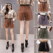 Quần short nhung nữ 2018 thu đông 2018 size lớn chất béo MM giản dị rộng chân rộng Một chiếc quần bốt cao cổ 200 kg thủy triều