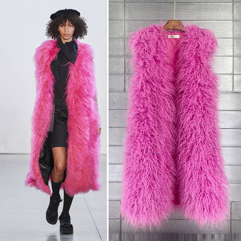 Trendy Long Faux Fur Vest with Round Neck, Eco-Friendly Faux Fur, Autumn and Winter, Popular Online