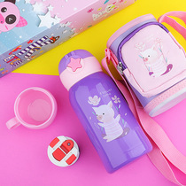 Children cartoon thermos pot creative student Cup back bag baby cold stainless steel straw water cup baby thermos cup