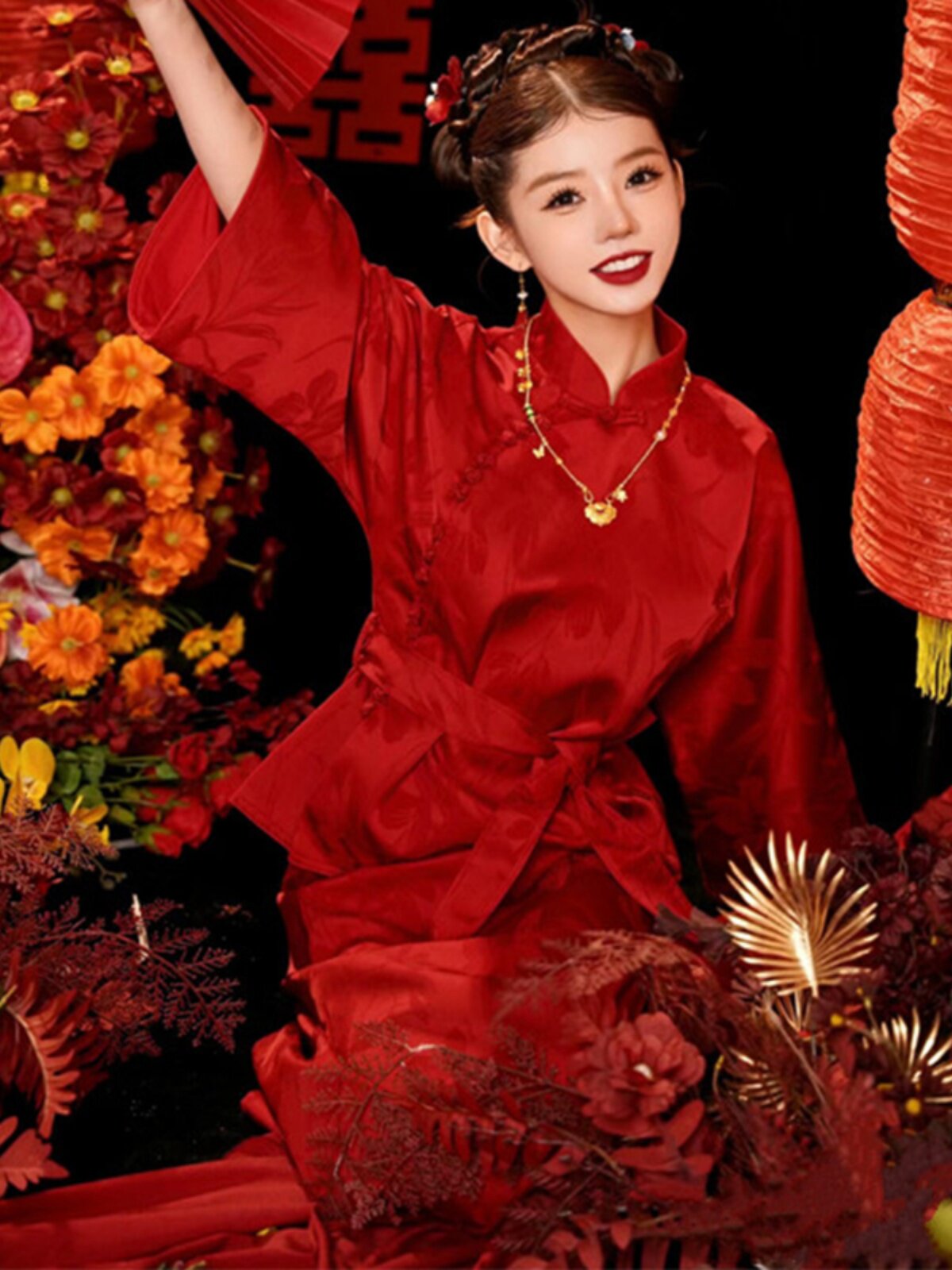 🌸【鹤春新中式晨袍】新娘婚礼必备神器，高级感红色敬酒汉服如何俘获全场眼球？🌸-晨袍-淘宝好物网