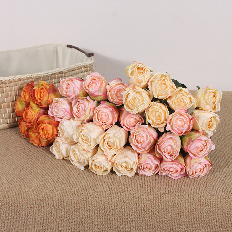 Liou Retro coke edge rose simulation bouquet fake flower photo props simulation dry flower decoration living room decoration