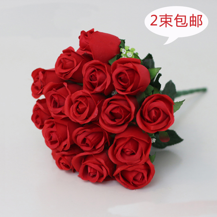 Rose Flower Emulation Floral Flower Arrangement Decoration Bouquet Large Branches Swing Pieces Living-room Red Floral Furnishing Fake wedding Wedding Silk-Taobao