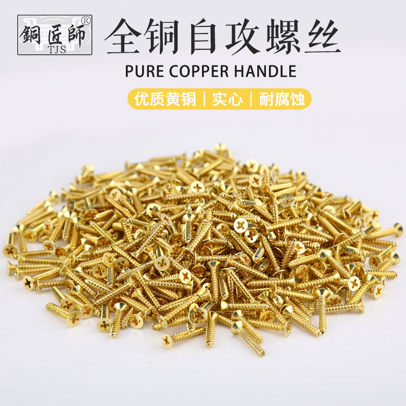 Home innate copper screws Brass Cross Countersunk Head Self-tapping screw flat head Round Head Golden Wood Dental Screw Thread