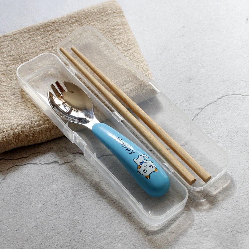 Naturalist fork spoon one spoon portable tableware box set stainless steel 304 wooden chopsticks baby spoon child