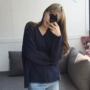 Mùa thu 2018 mới sang trọng phiên bản Hàn Quốc V-cổ rắn màu dày áo thun áo len dài tay áo sơ mi nữ sinh viên áo khoác cardigan nữ form dài