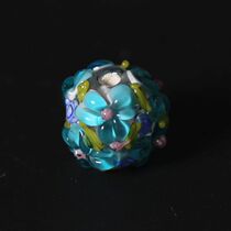 Foyuan Pavilion outside carved old glaze beads Lake Blue small flower glaze scattered beads old beads hand string with beads DIY