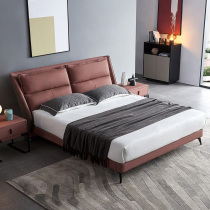 Italian minimalist leather bed model room first layer cowhide 1 8 m Nordic storage bed modern minimalist master bedroom wedding bed