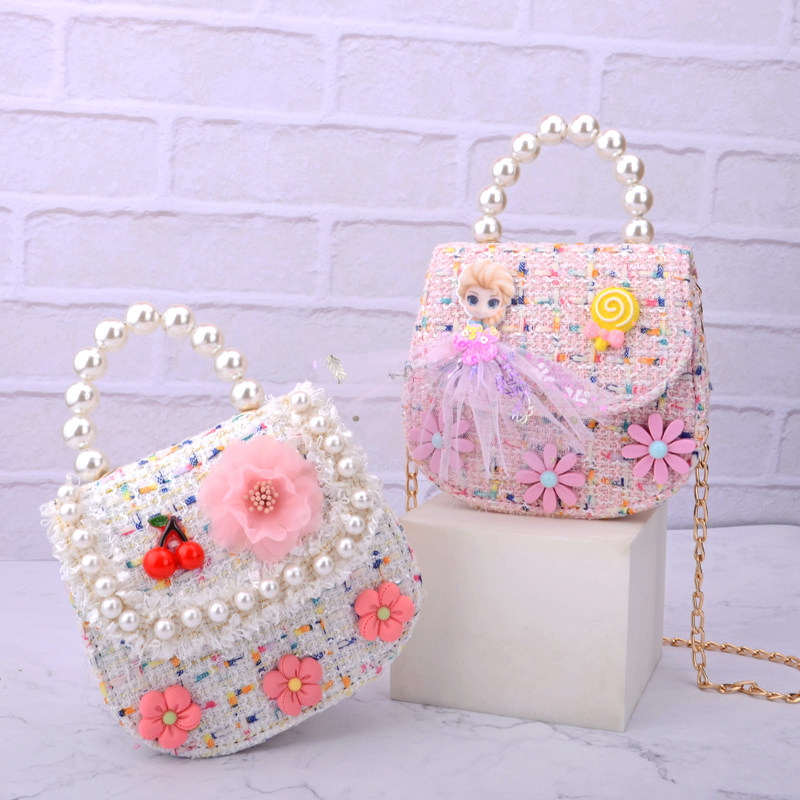 Child Skew Bag Fashion Princess Small Bag Tide Han Version Girl Hand Single Shoulder Chain Bag Baby Small Balsamic Wind Bag Bag