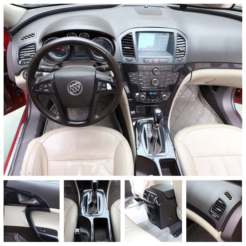 Suitable for 09-13 Regal carbon fiber mahogany interior stickers modified central control gear steering wheel electric window stickers