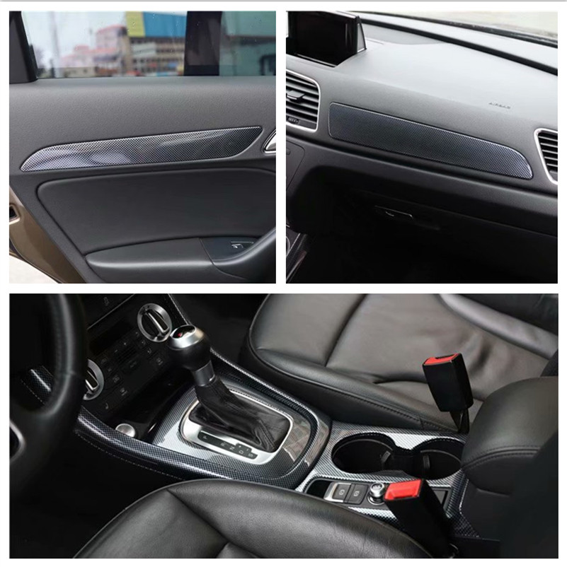 Suitable for 13-18 Audi Q3 carbon fiber interior stickers modified mahogany central control panel door bar