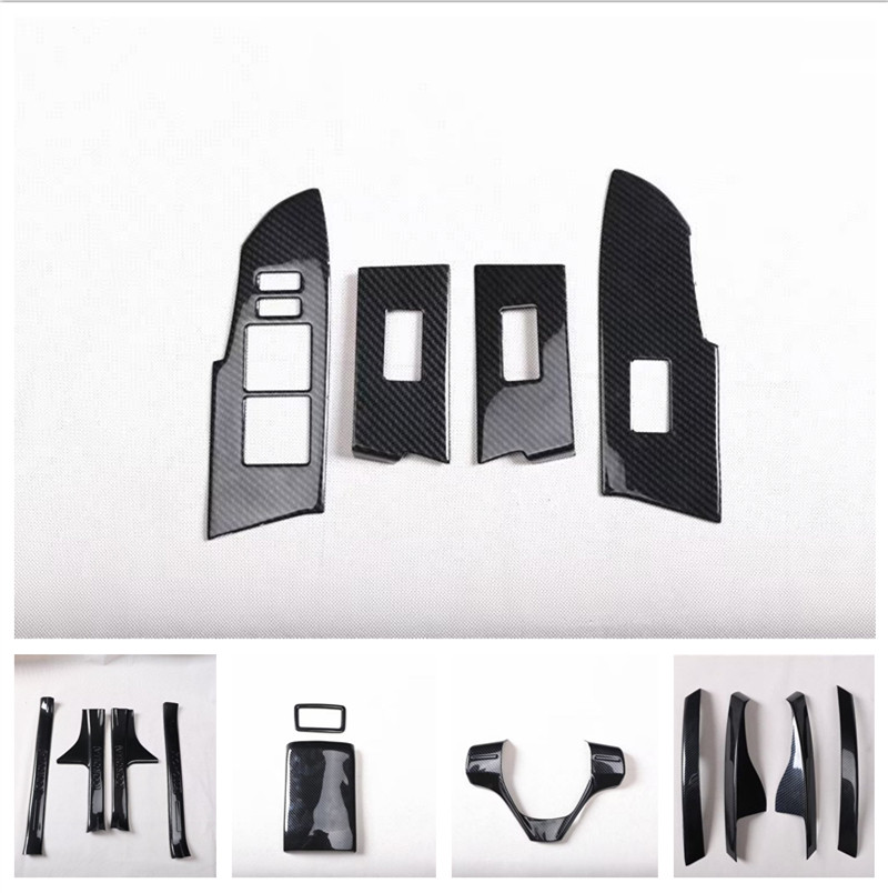 Applicable to 14-17 right-hand drive Corolla Ralink carbon fiber mahogany interior stickers, modified central control row windshield