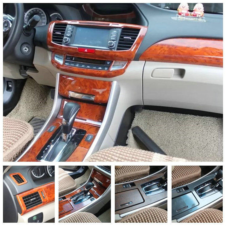 Applicable to the nine-generation Accord carbon fiber interior stickers, mahogany interior decoration, modified central control panel, welcome pedal stickers