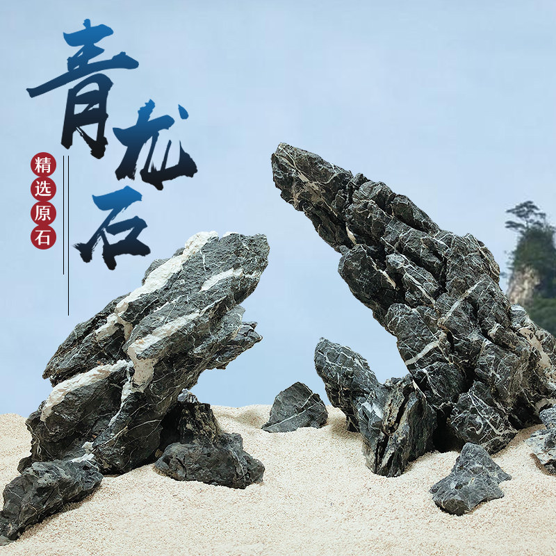 Pickling green dragon stone fish tank water family building scenery micro landscape decoration large small fake mountain stone package natural original stone bonsai