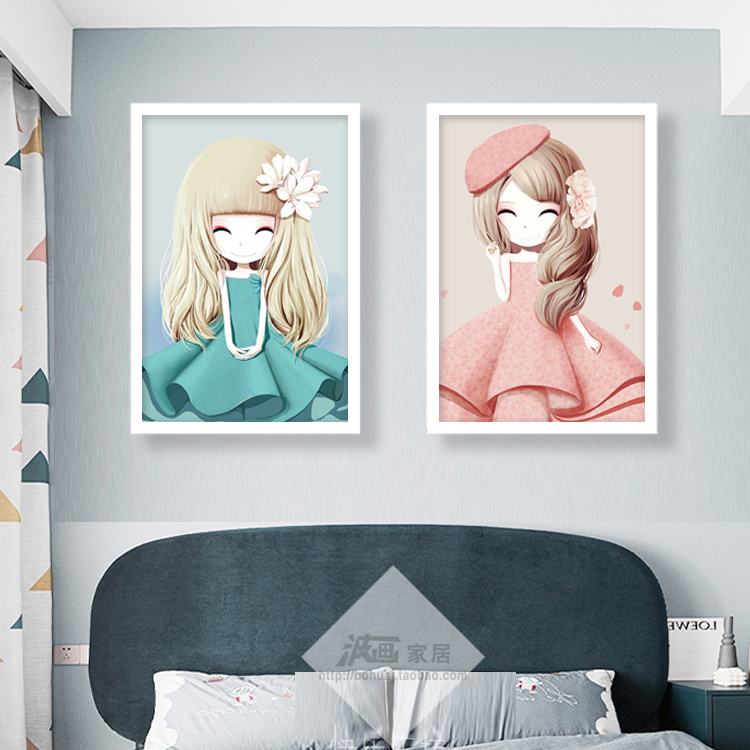 Flower Girl Children Room Girl Room Girl Room Soft Dress Hung Painting Princess Room Mural Pink Bedside Bedroom Decorative Painting