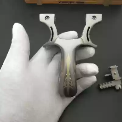 Titanium alloy tc21 slingshot high-end custom flat rubber band combination hand-made custom hand-screwed quick-pressing inlaid thickening
