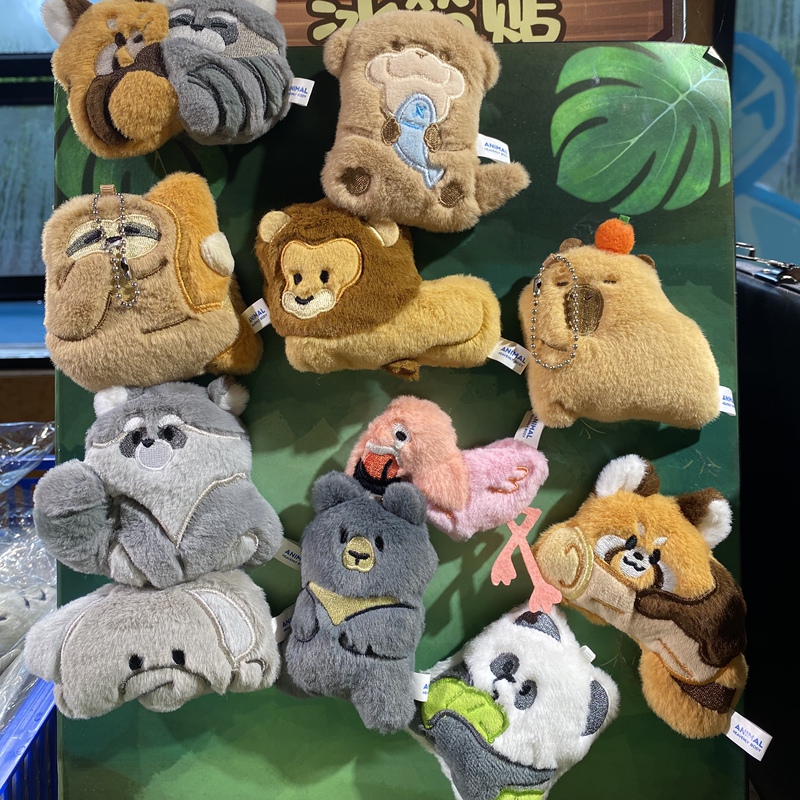 Red Mountain Forest Zoo Cultural and Creative Magnetic Plush Refrigerator Magnet Pendant Dual-Use Blind Box Bag Size Raccoon Cat Otter