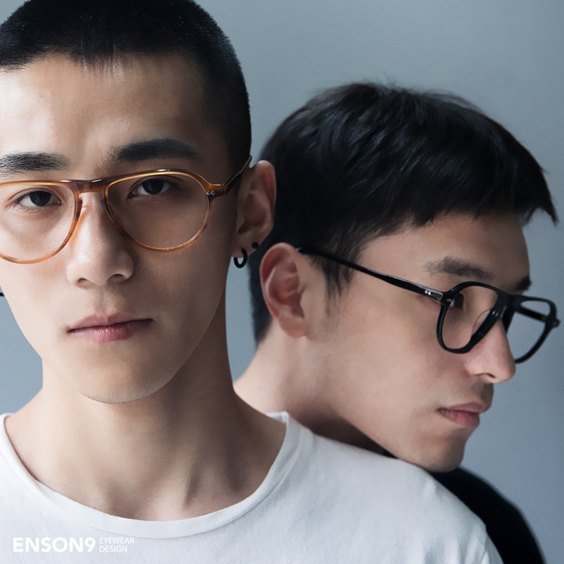 enson9 Pilot oversized frame Plank Glasses Tide Man Retro Day Ensemble translucent Myopia Flat Mirror