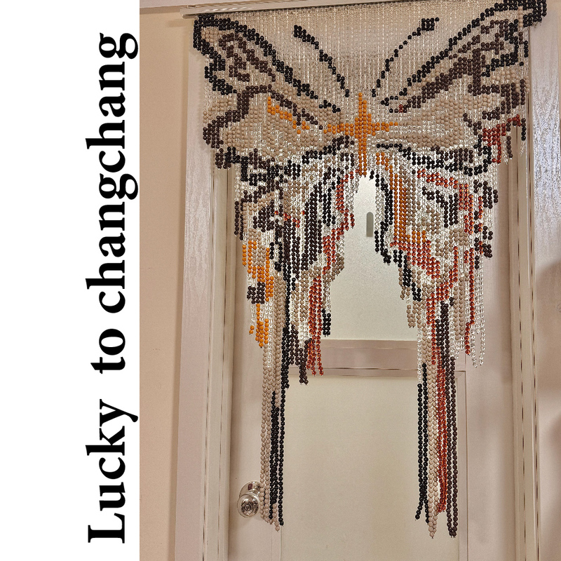 ins Vintage Dark Butterfly Beaded Curtain Door Curtain Finished Entryway Curtain