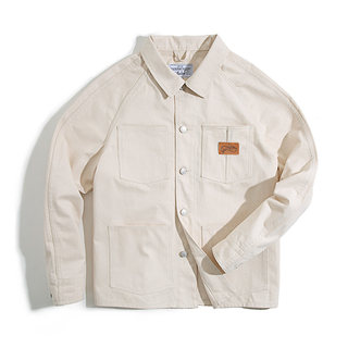Madden tooling French retro hunting casual white denim jacket shirt slim top Japanese jacket men's tide