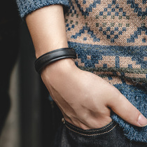 Madden tooling American vintage first layer cowhide open bracelet tanned leather bronzing letter printing adjustable bracelet