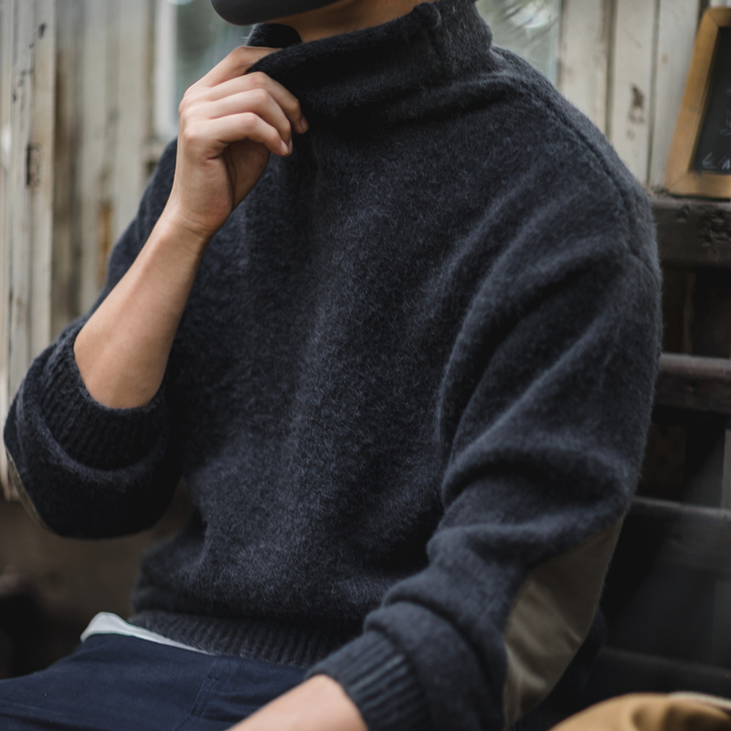 Madden Workwear American Retro Thick Knitted Faux Mohair Sweater High Collar Spring Black Inner Layer Base Shirt for Men Winter Madden Workwear American Retro Thick Knitted Faux Mohair Sweater High Collar Spring Black Inner Layer Base Shirt for Men Winter