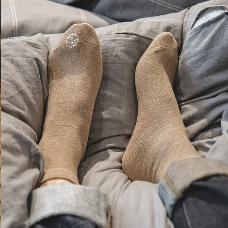 Madden Workwear Retro Anchor Print Mid-Calf Socks Cotton Socks American Style Sweat-Absorbent ins Socks Solid Color Non-Slip Socks Men's Summer