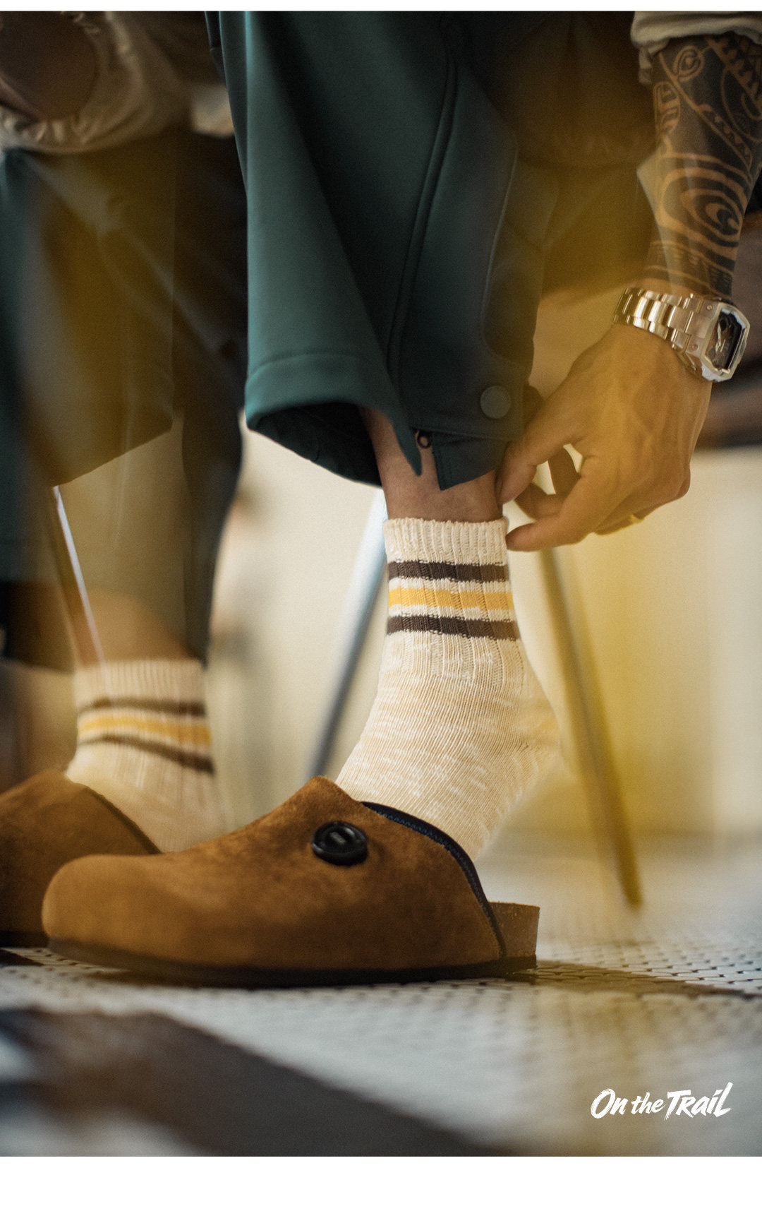 MADEN Striped Contrast Crew Socks