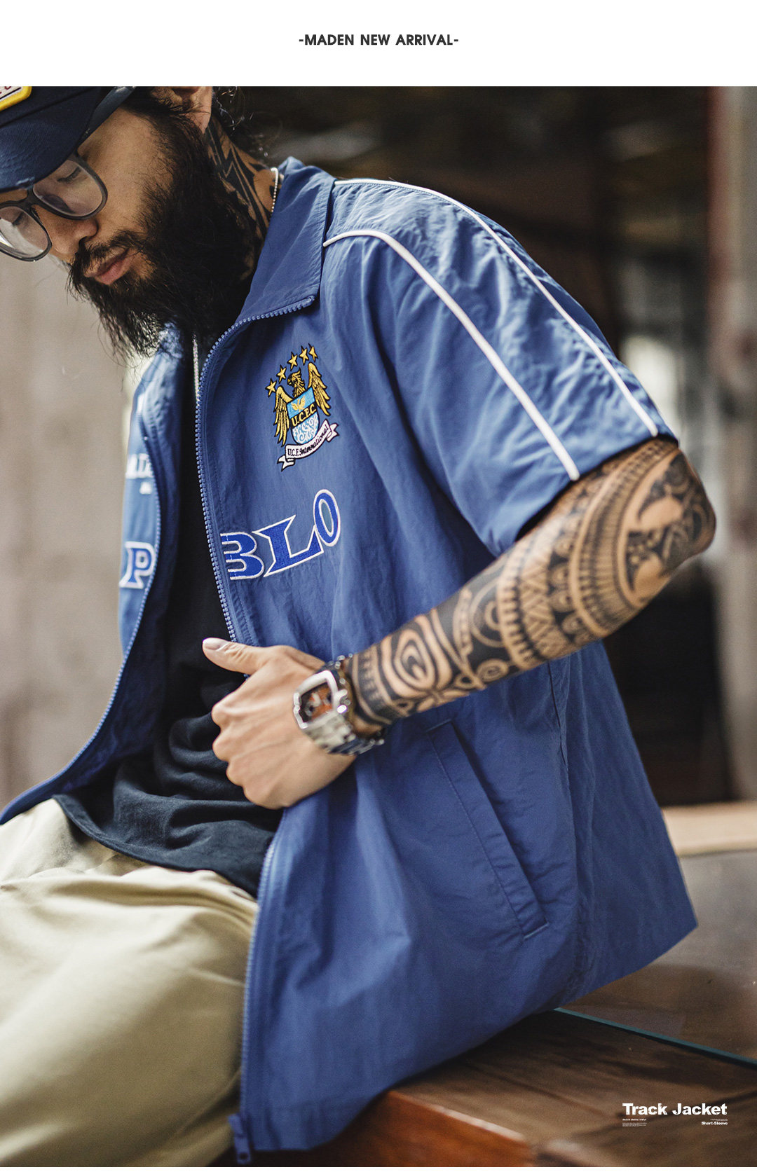 MADEN Color Cityboy Embroidered Football Shirt Lightweight Men's Top