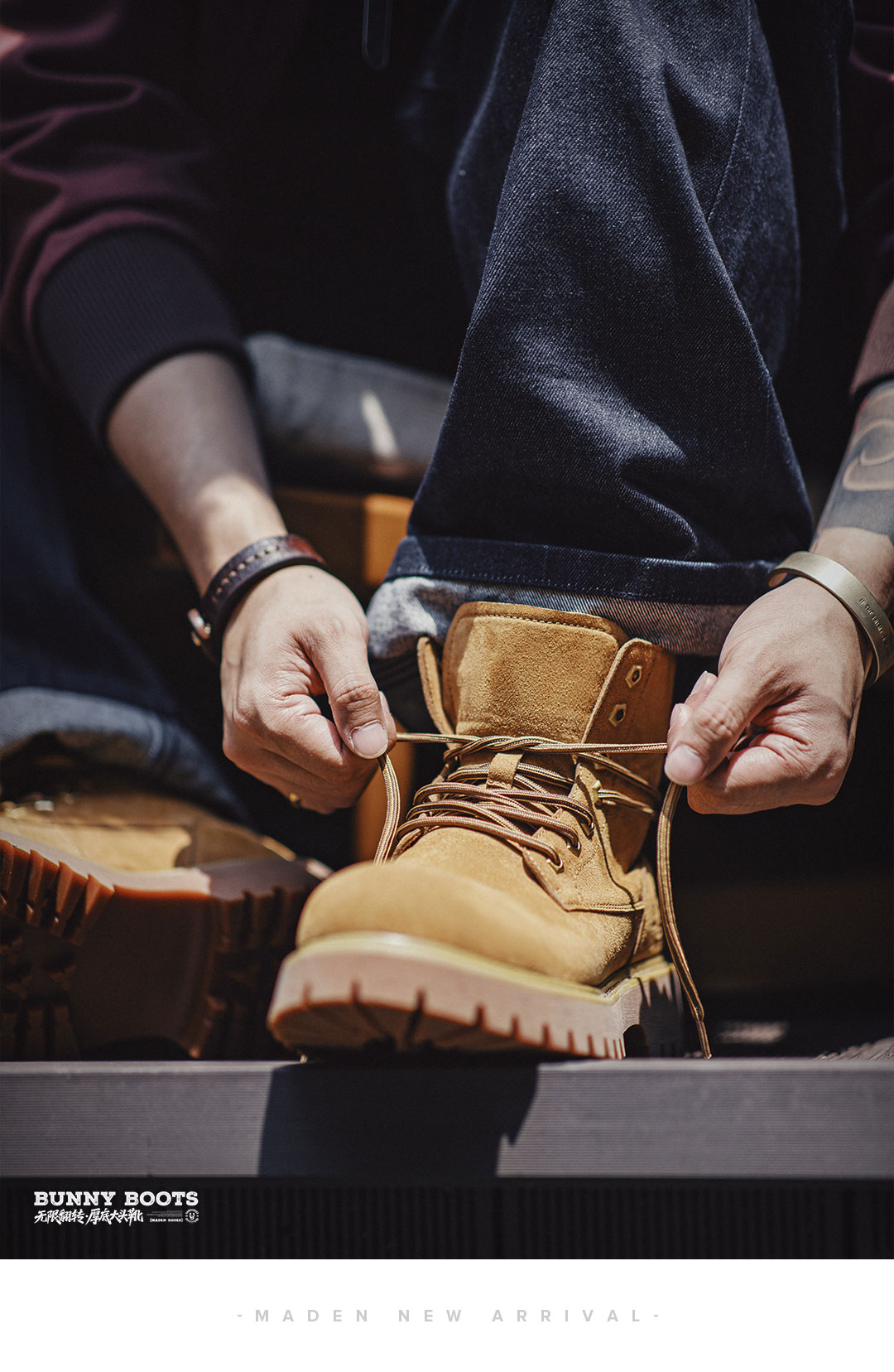 MADEN Retro Lace-Up Mid-Top Work Boot