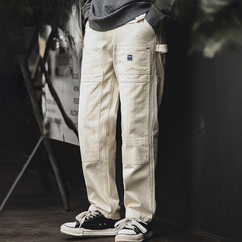 Madden Workwear American Retro Distressed Loose Off-White Jeans Casual Straight-Leg Multi-Pocket Lumberjack Pants Men's Spring Madden Workwear American Retro Distressed Loose Off-White Jeans Casual Straight-Leg Multi-Pocket Lumberjack Pants Men's Spring