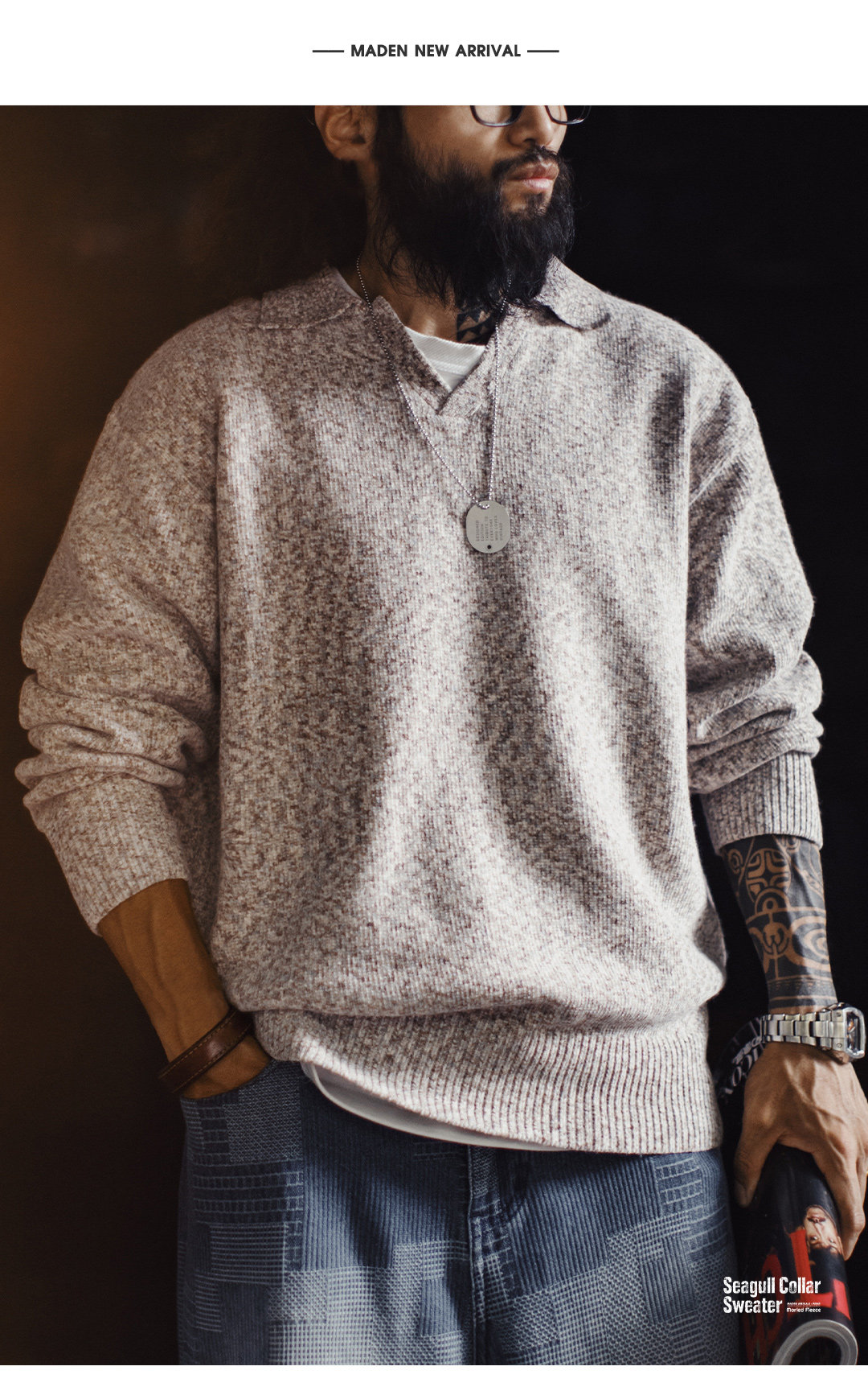 MADEN Seagull-Collar Knit Polo