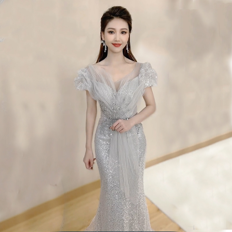 Heavy-Duty Engagement Evening Dress for Women, High-End Sequin Student Day Coming-Of-Age Ceremony Host Classy Toast Dress Bride Fishtail Heavy-Duty Engagement Evening Dress for Women, High-End Sequin Student Day Coming-Of-Age Ceremony Host Classy Toast Dress Bride Fishtail
