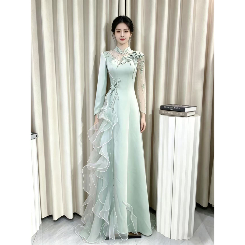 Hostess Evening Dress for Women 2026 New Model, High-End and Elegant, Suitable for Vocal Solo Performances, Annual Meetings, and Guzheng Performances Hostess Evening Dress for Women 2026 New Model, High-End and Elegant, Suitable for Vocal Solo Performances, Annual Meetings, and Guzheng Performances