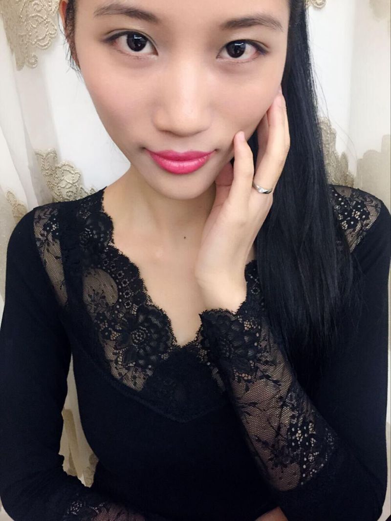 Quần lót nữ dày cộng với nhung đơn mảnh cổ thấp chạm đáy áo sơ mi cổ chữ V ren dài tay áo bó sát cơ thể bụng quần giữ nhiệt nữ