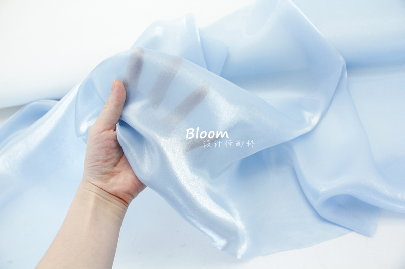 Delicate Micro-Profile, Starlight Luster, Translucent, Sky Blue Organza Fabric, Top and Dress DIY Fabric