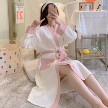 Simple sleeping robe womens spring autumn season sexy long sleeves pure cotton bathrobe bathrobe with long summer thin style sleeping sweaty sweaty