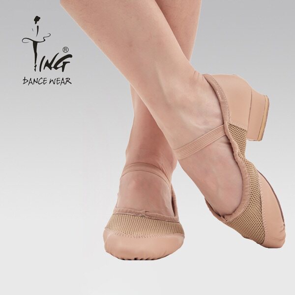 Chen Ting Mesh Surface Leather Teacher Shoes Ballet Training Soft Bottom Shoes Belly Leather Yoga Folk Square Dance