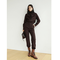 Lemon Chen full bodied wine Zhuang red elastic fine spinning wool leash clear line shirt retro micro-lapants suit