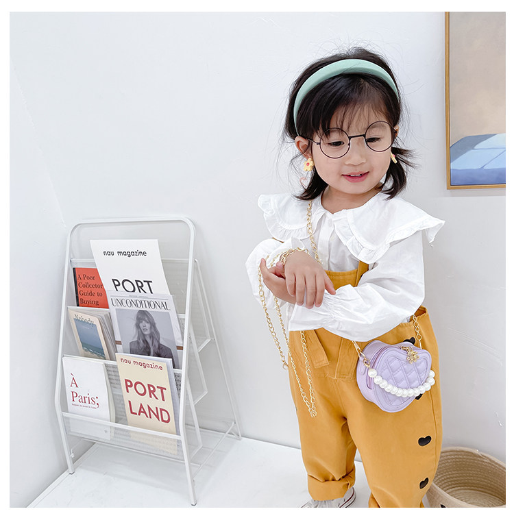 New children's small round bag 2021 new style fashionable diamond-shaped little Chanel mini single-shoulder bag chain stylish crossbody bag undefined