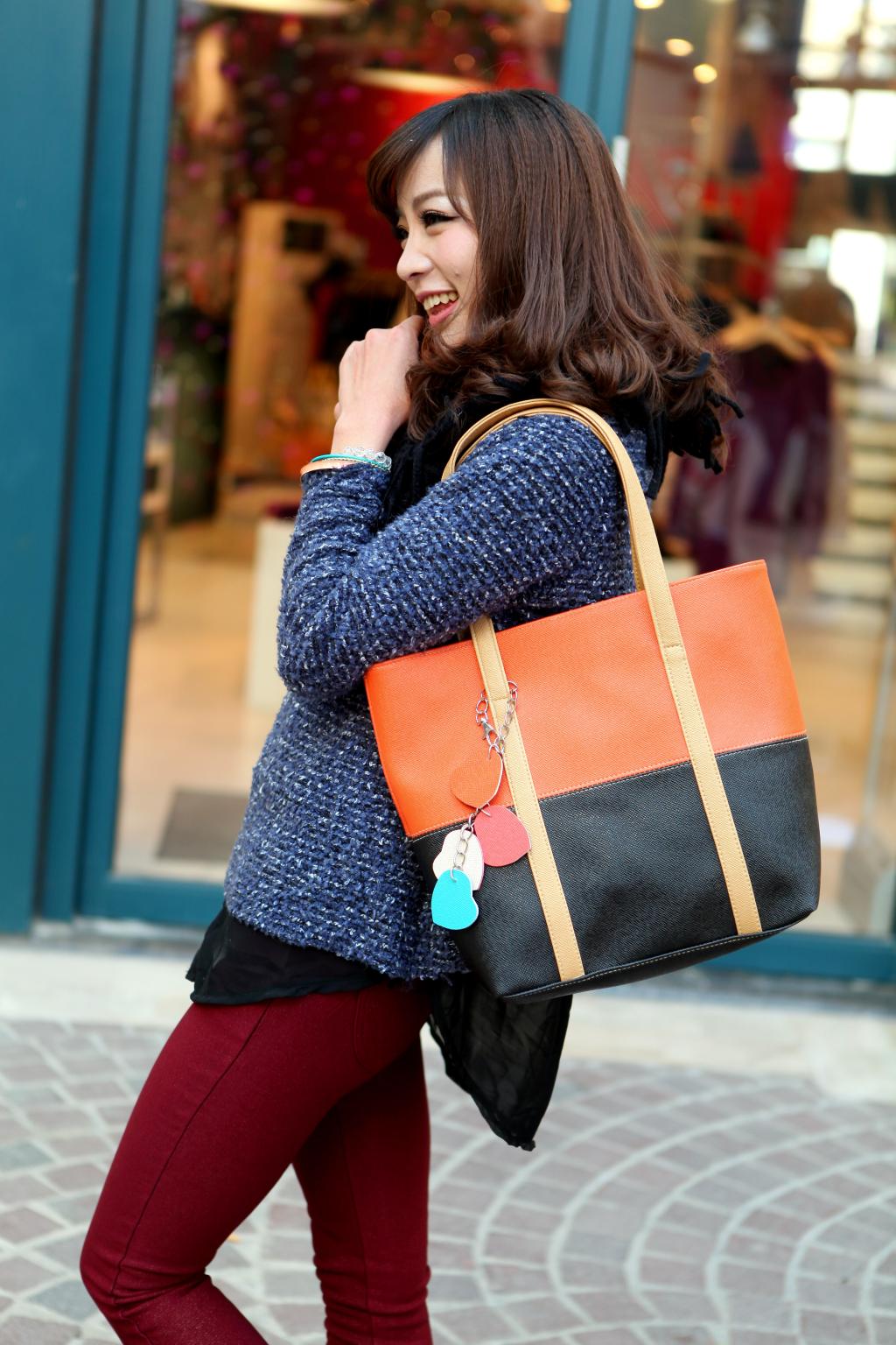Large Capacity Women Shoulder Bag Two spell candy color female bag Fashion Lady Women Leather Bag 4 Large Capacity Women Shoulder Bag Two spell candy color female bag Fashion Lady Women Leather Bag 10