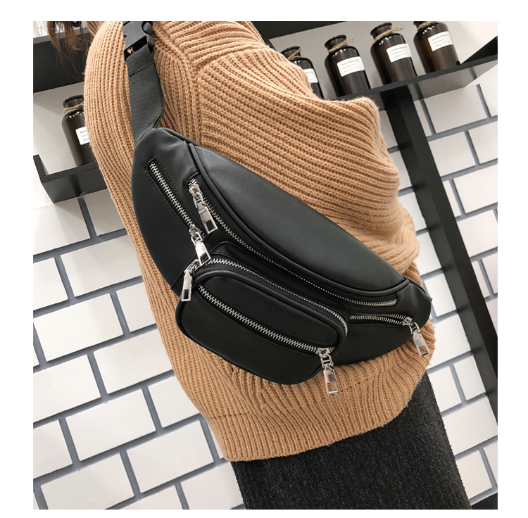 Unisex Elegant Streetwear Solid Color PU Waist Bags display picture 7