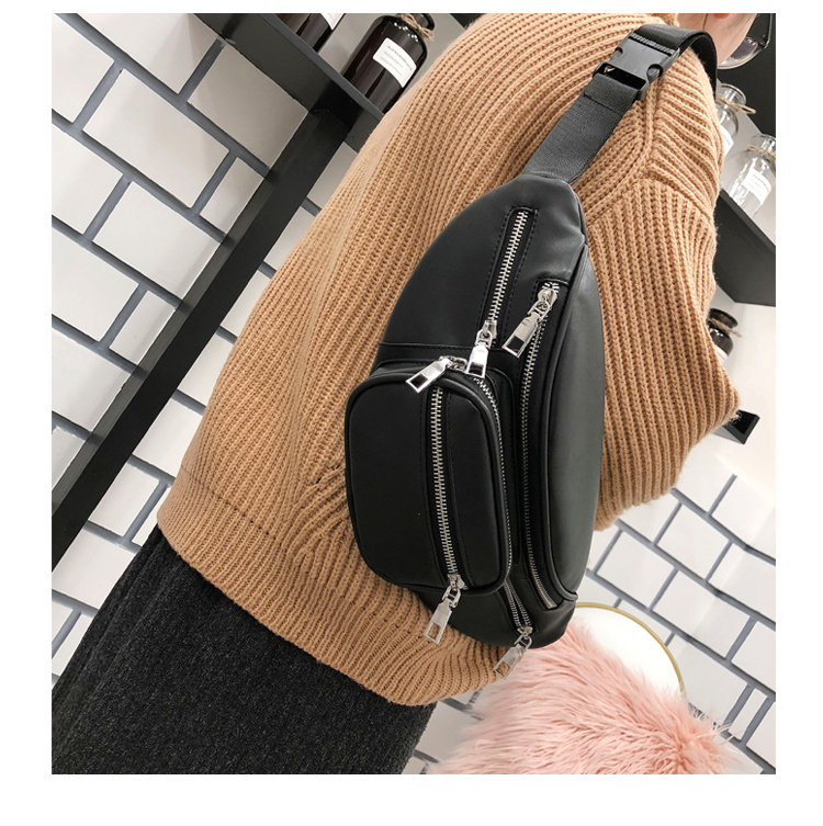 Unisex Elegant Streetwear Solid Color PU Waist Bags display picture 8